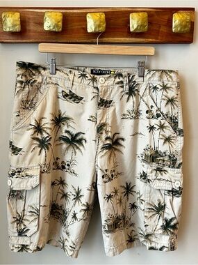 🟢 5 for $25 🟢 Body Glove Hawaiian Cargo Shorts Men’s 40 Palm Tree Beige